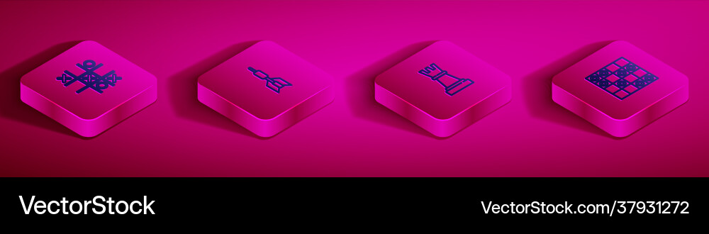 Set isometric line tic tac toe game dart arrow Set isometric line tic tac toe game dart arrow vector image