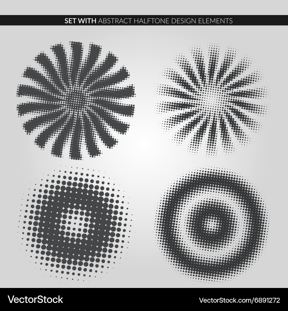 Set with abstract halftone design elements vector image