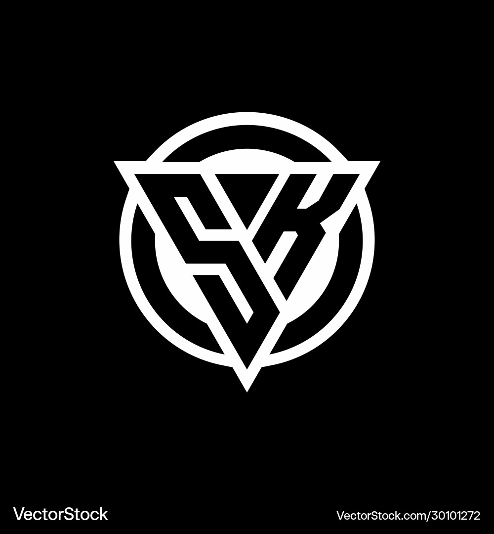 Sk logo with negative space triangle shape Sk logo with negative space triangle shape vector image