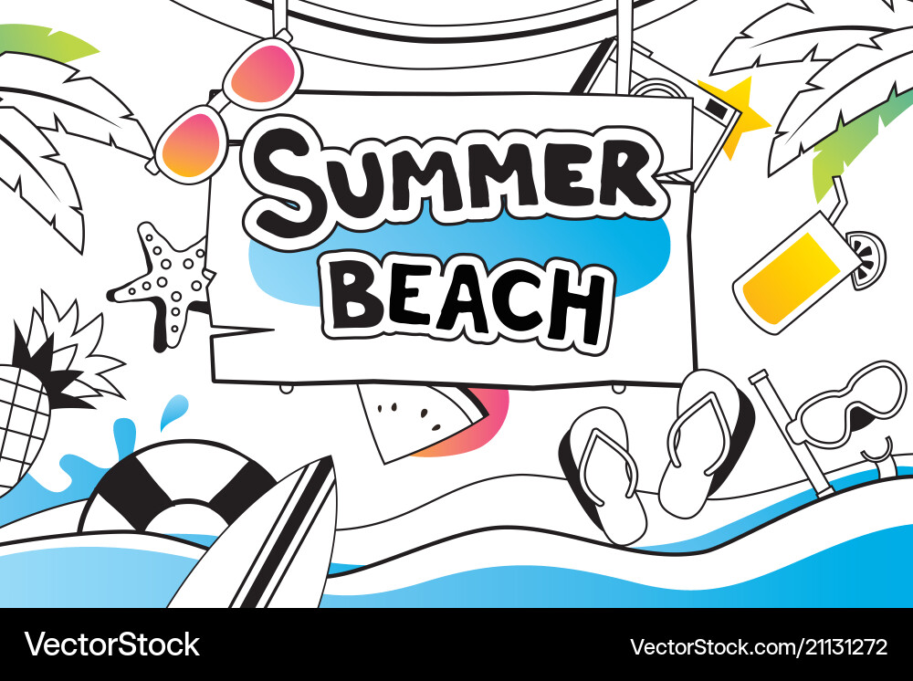 Summer doodle symbol and objects icon design vector image