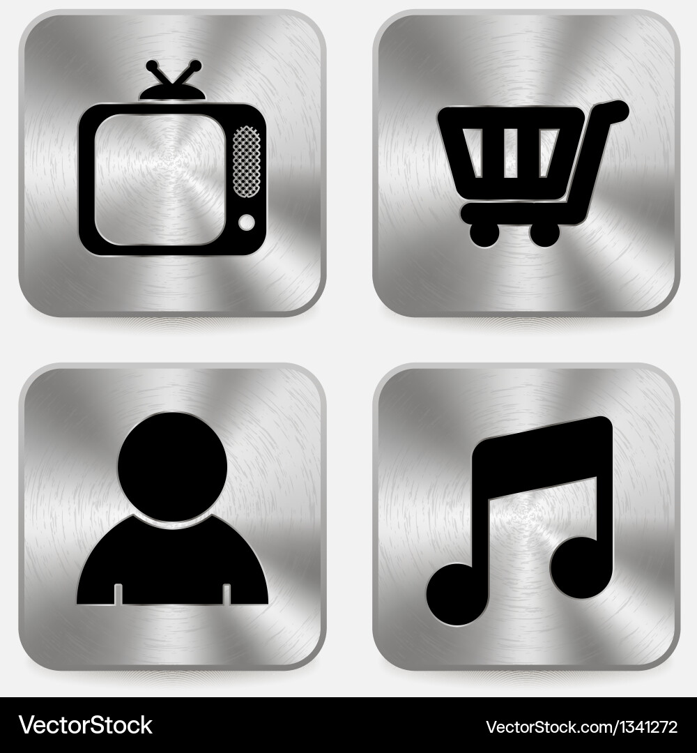 Web icons on metallic buttons set vol 8 vector image