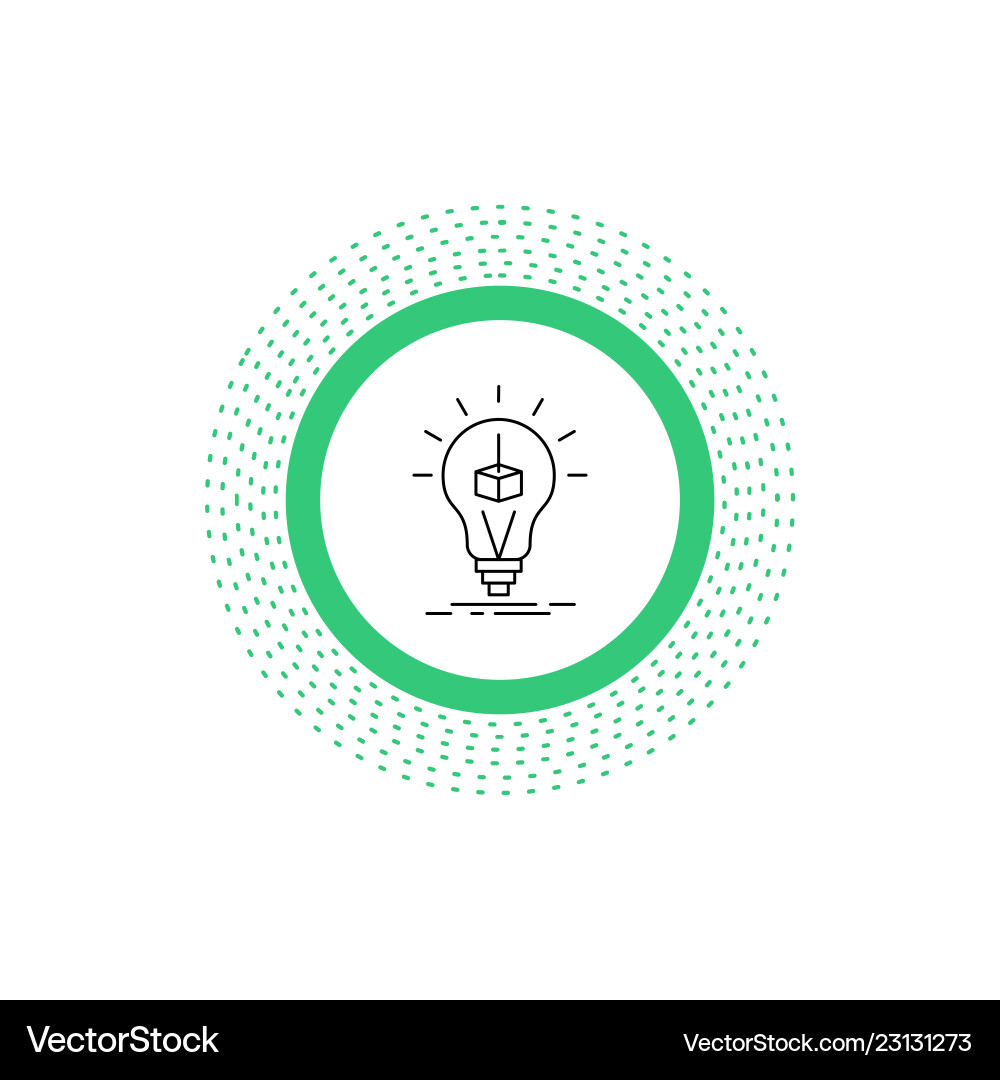 3d cube idea bulb printing box line icon isolated vector image