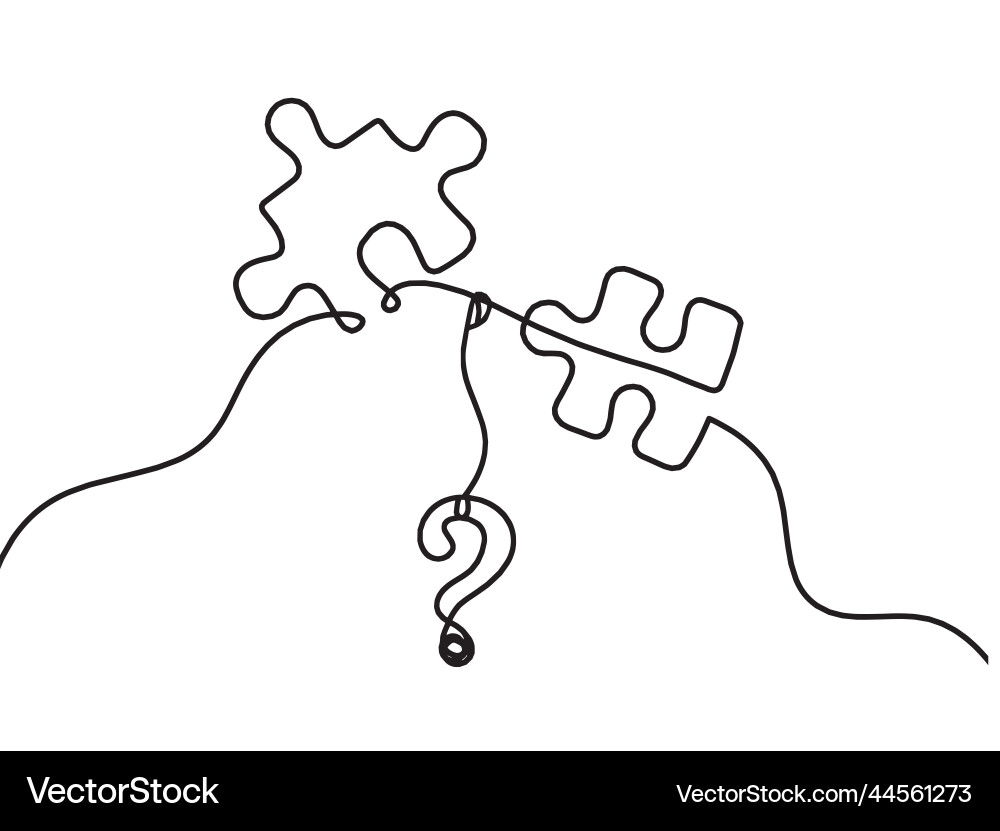Abstract jigsaw puzzle with question mark as line vector image