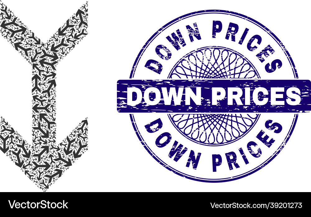 Arrow down recursion mosaic of items Arrow down recursion mosaic of items vector image