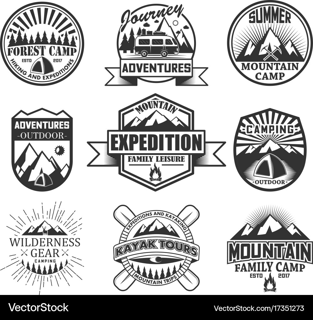 Camping Icons and Emblems Vector Image