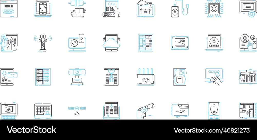 Digital intelligence linear icons set analytics Digital intelligence linear icons set analytics vector image