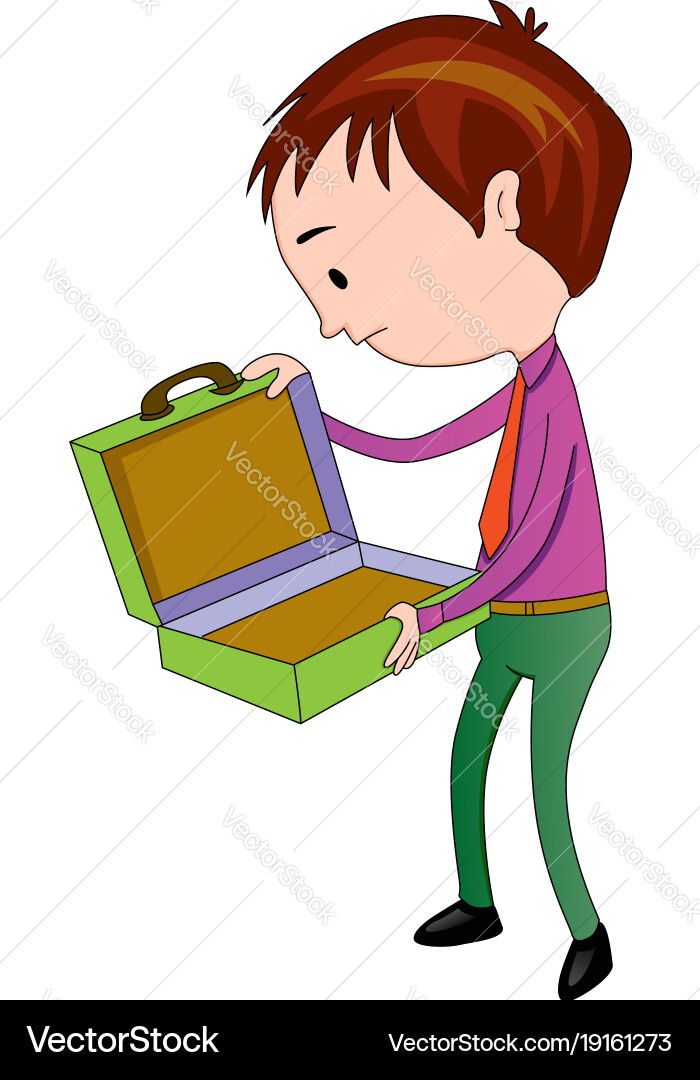 Man opening an empty briefcase Vector Image
