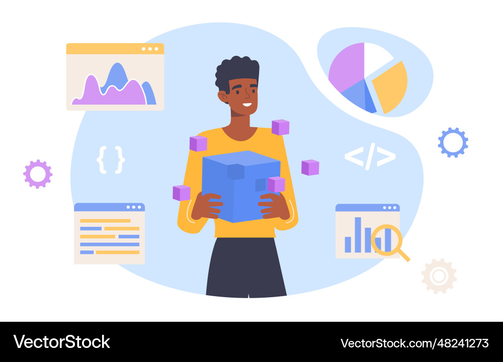 Man with big data analytics concept Man with big data analytics concept vector image