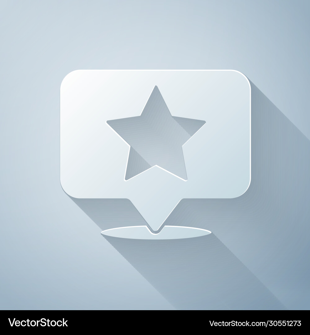 Paper cut map pointer with star icon isolated Paper cut map pointer with star icon isolated vector image