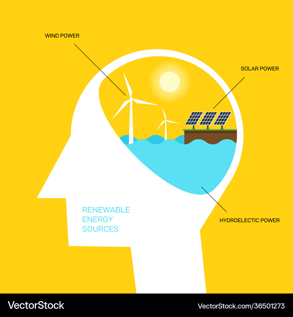 Renewable energy and alternative source Renewable energy and alternative source vector image