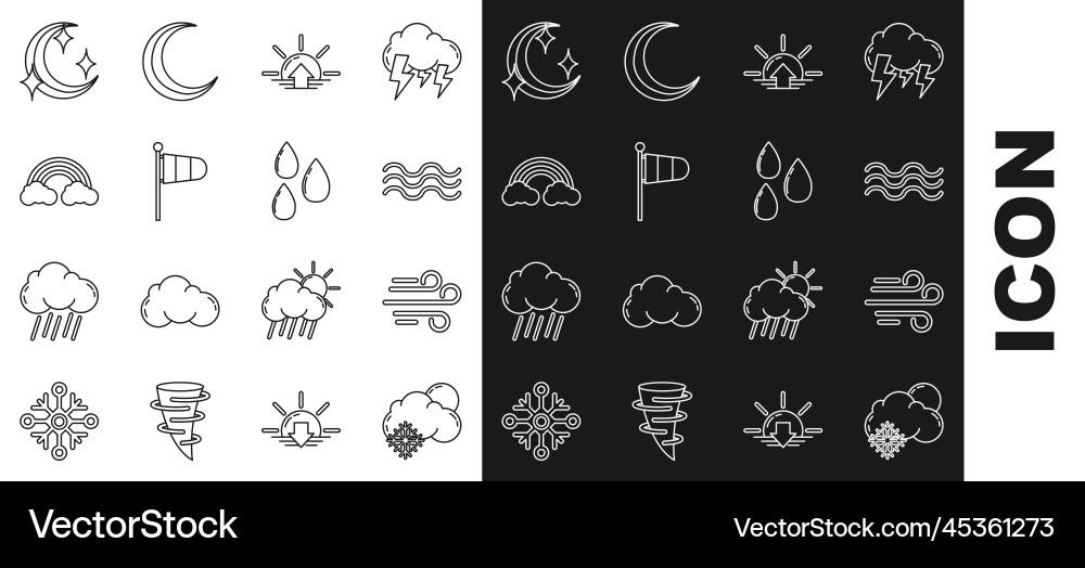 Set line cloud with snow and sun wind waves Set line cloud with snow and sun wind waves vector image