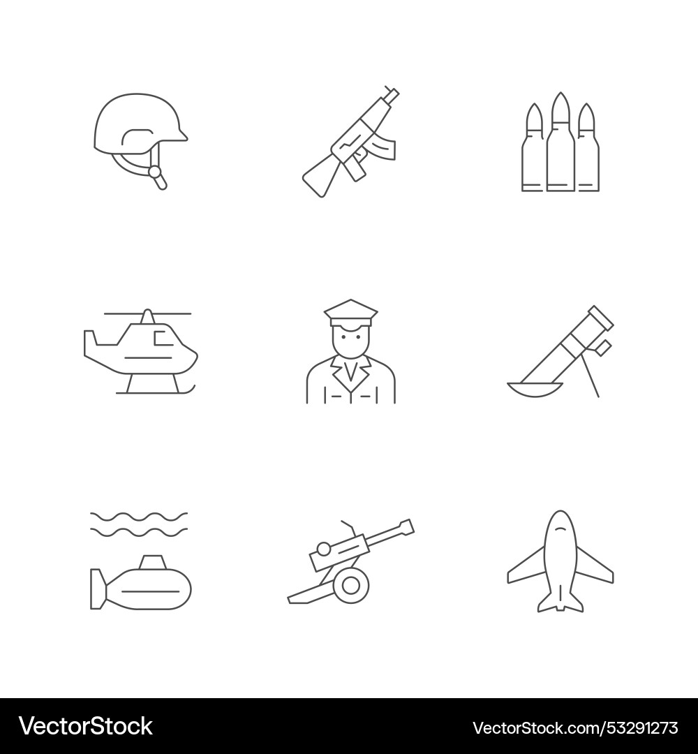Set line icons of army Set line icons of army vector image
