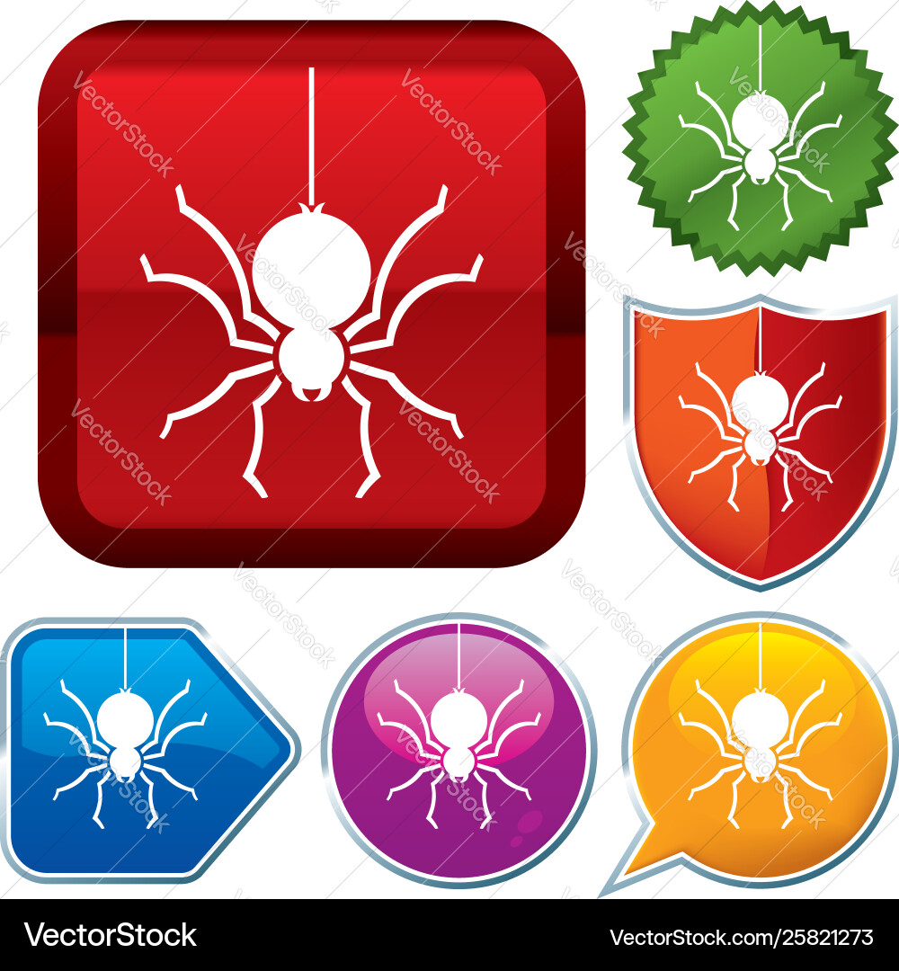 Set shiny icon series on buttons spider vector image