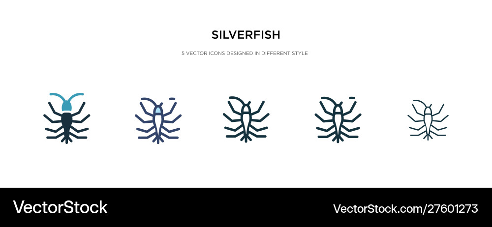 Silverfish icon in different style two colored vector image