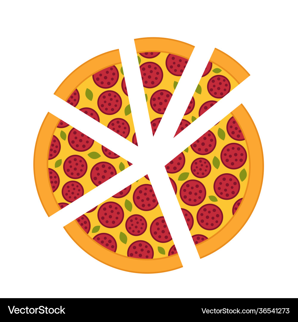 Slices pizza different sizes diagram Royalty Free Vector
