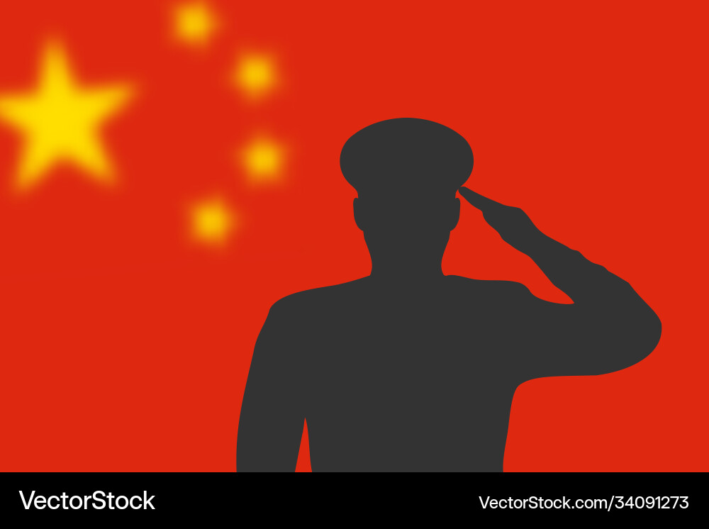 Solder Silhouette auf blauem Hintergrund mit China Solder Silhouette auf blauem Hintergrund mit China vektorbild