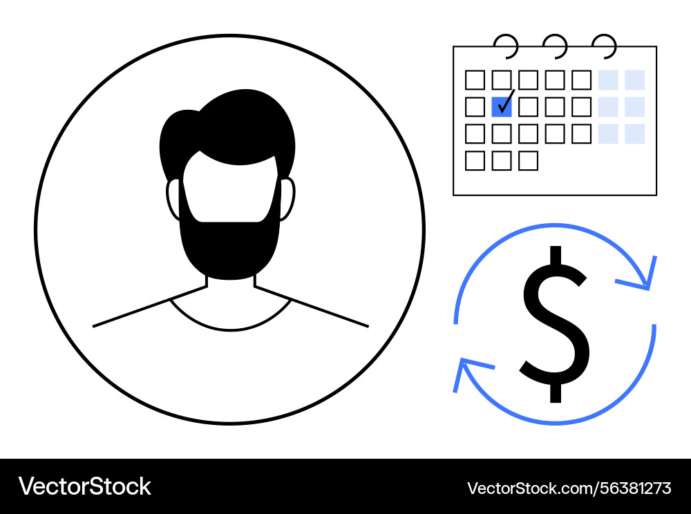 User profile with calendar and recurring payment Vector Image