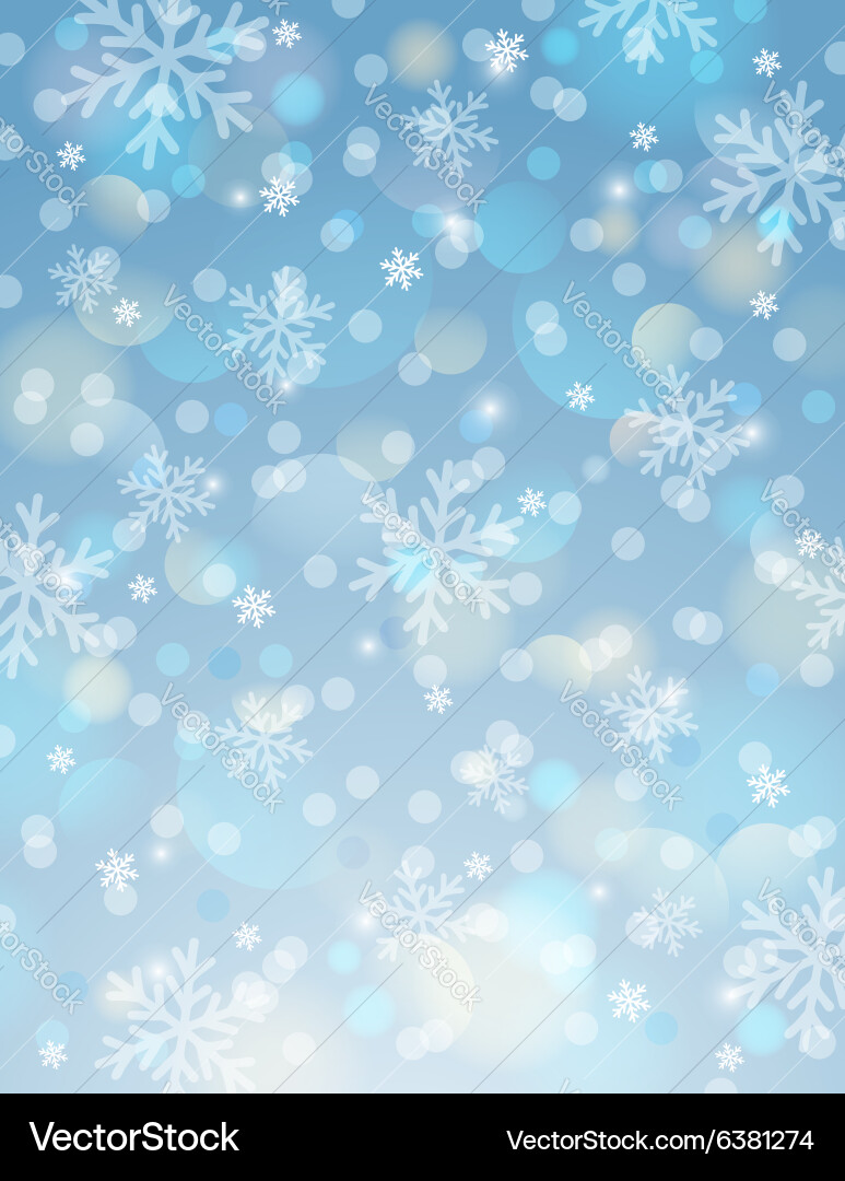 Blue background with snowflake and bokeh vector image