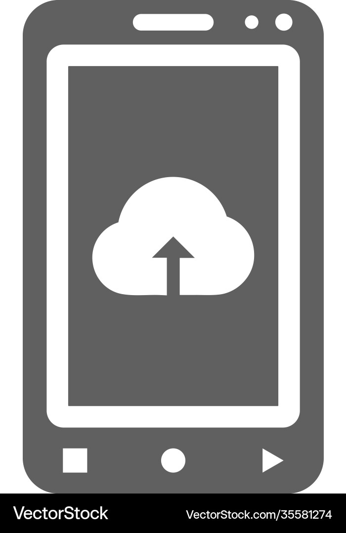 Cloud upload mobile icon gray version vector image