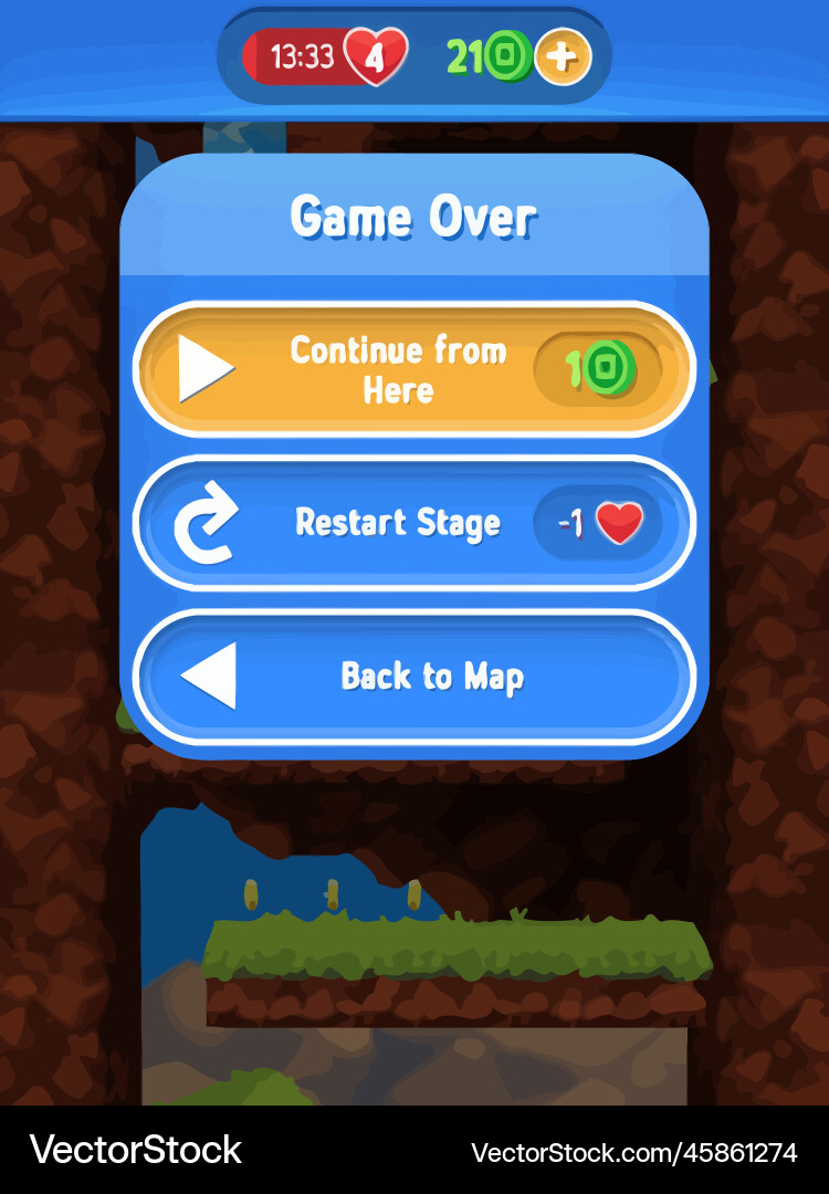 Complete set of level button game ui pop-up icon Vector Image
