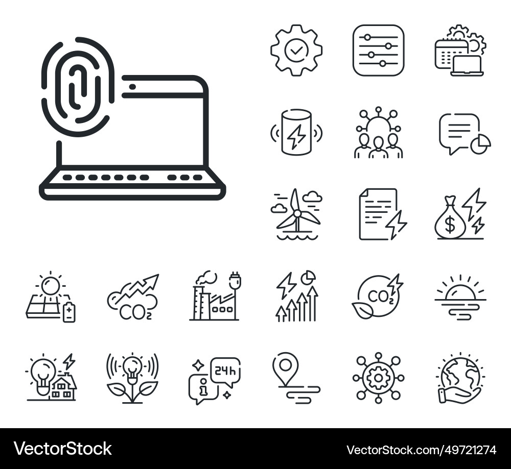 Computer fingerprint line icon finger print scan Computer fingerprint line icon finger print scan Vector Image