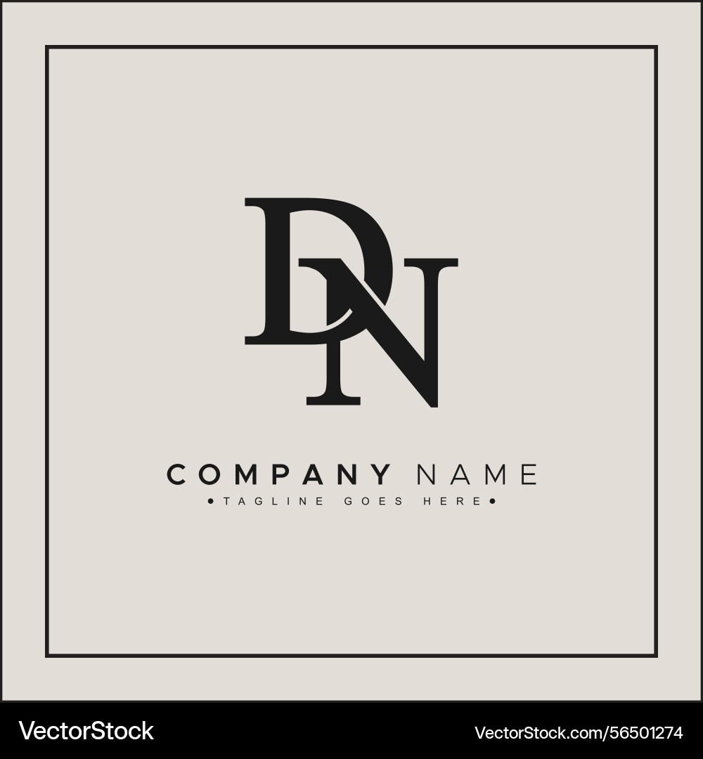 Creative logo for initials dn in monogram style Vector Image