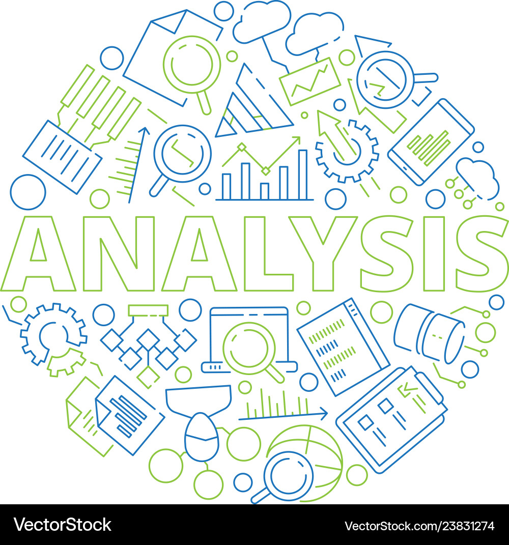 Data management concept analysis symbols Data management concept analysis symbols vector image