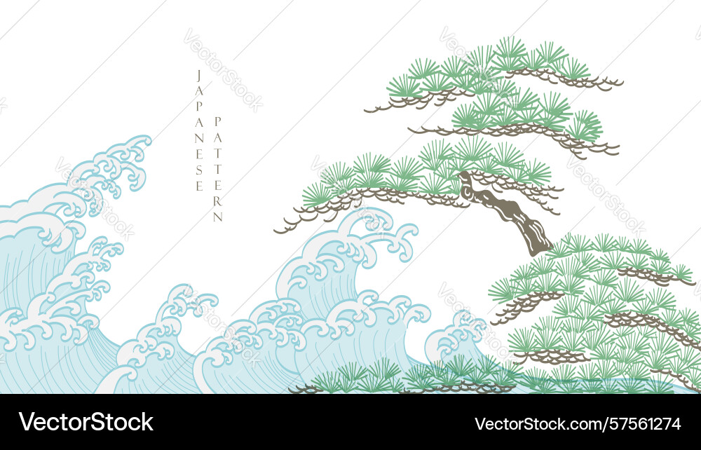 Japanese background with bonsai tree pattern Japanese background with bonsai tree pattern Vector Image