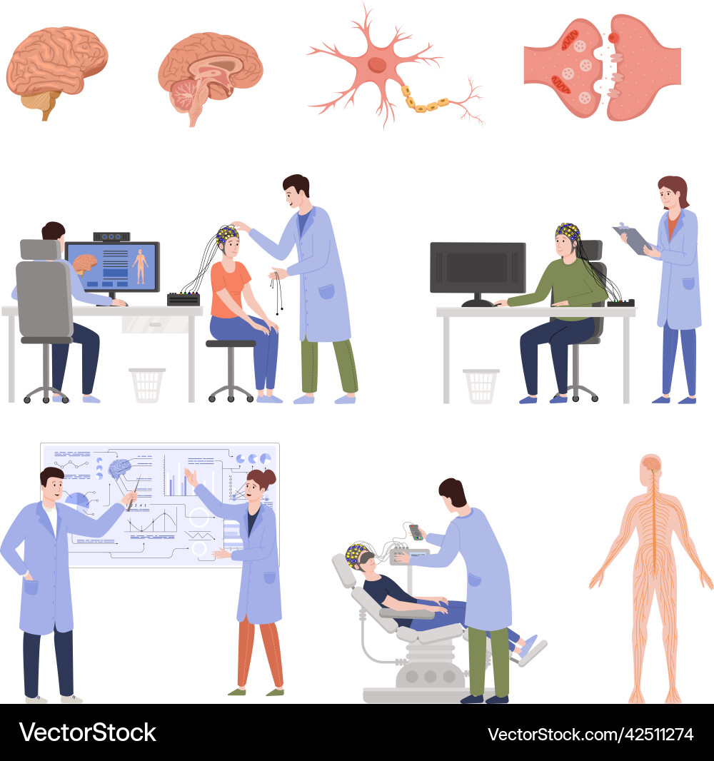 Neural science icon set Neural science icon set vector image