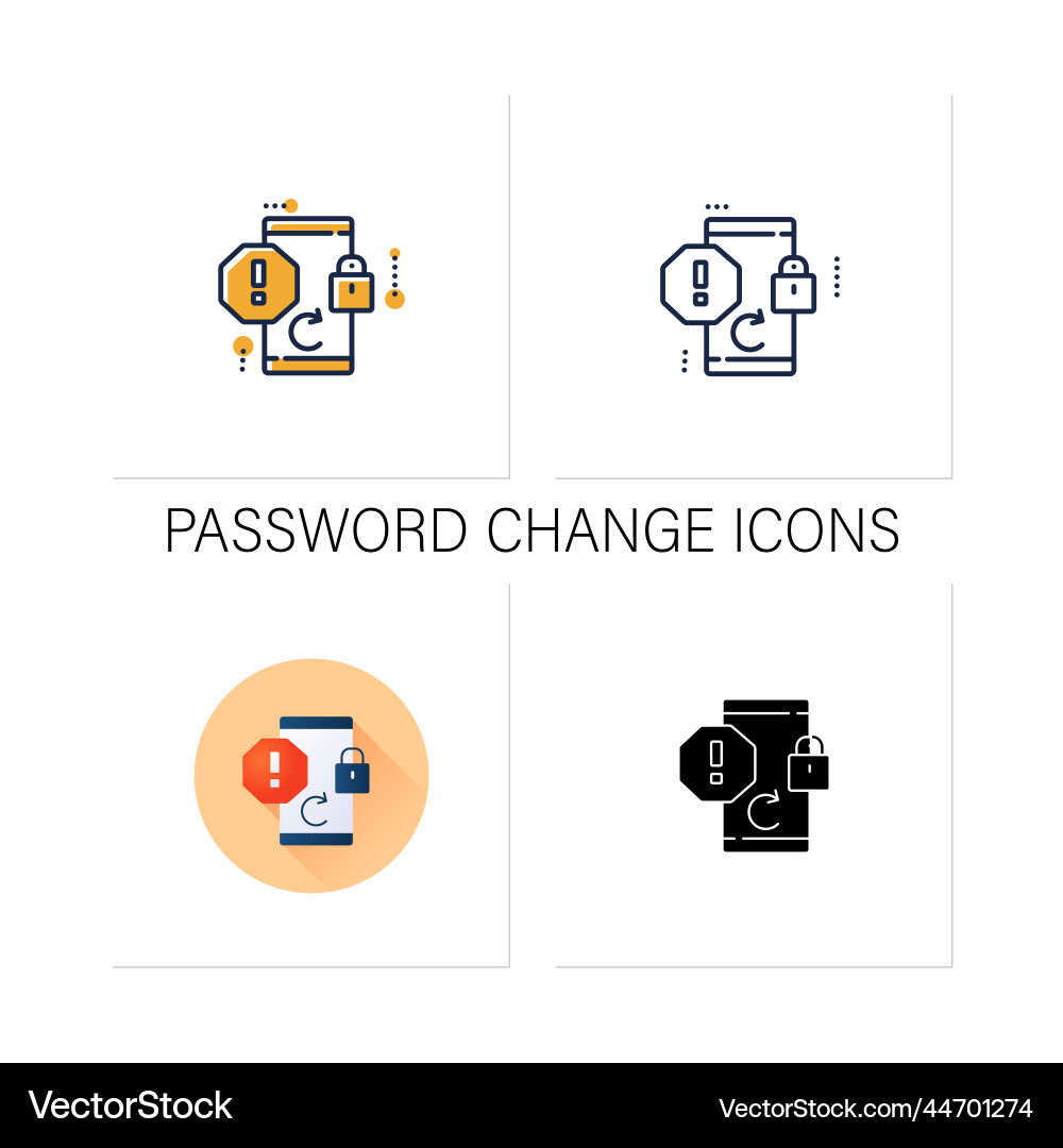 Password change icons set Password change icons set vector image