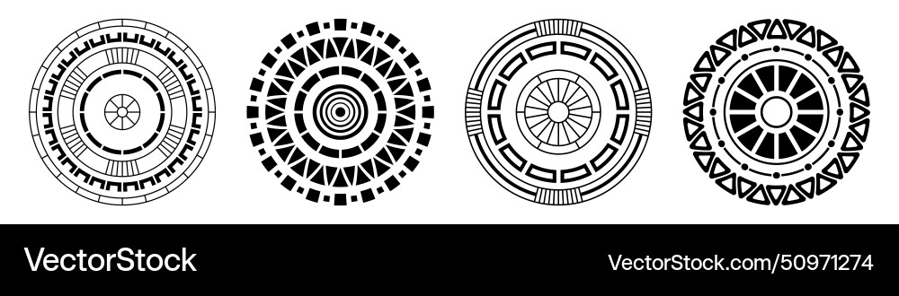 Set of four abstract symmetrical circular vector image