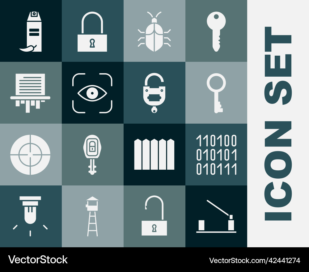 Set parking car barrier binary code old key Set parking car barrier binary code old key Vector Image