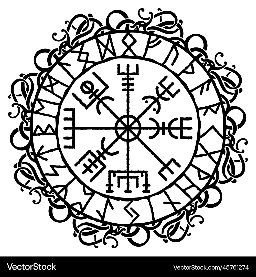 Vegvisir magical ancient icelandic viking vector image