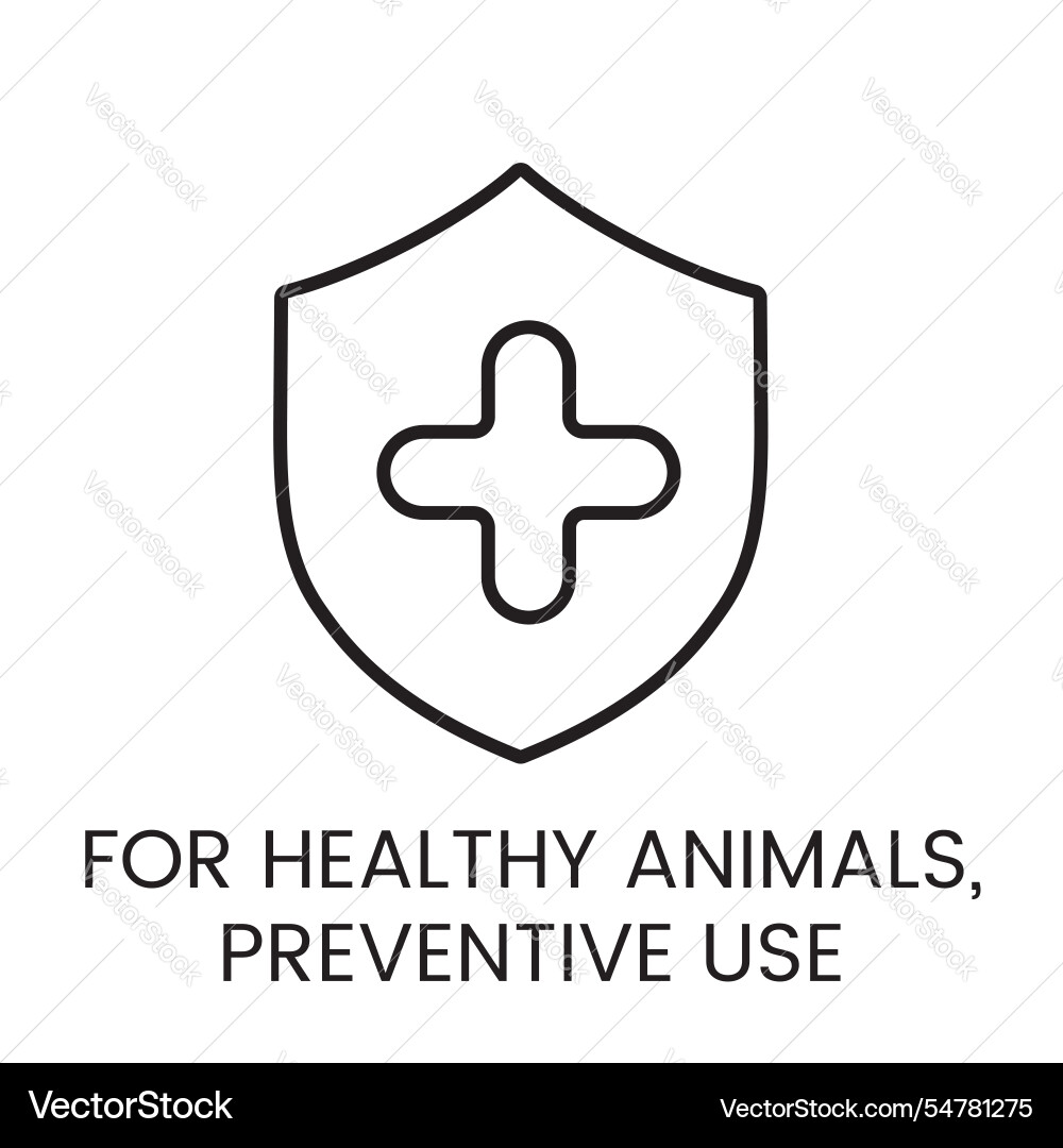 A linear icon of shield with cross vector image