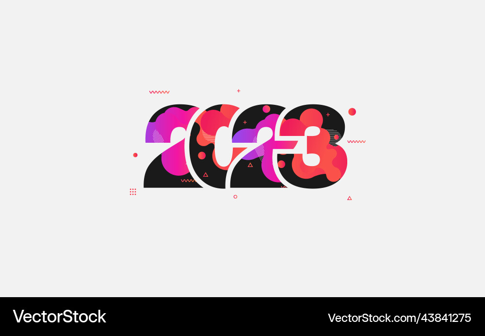 Abstract liquid shapes design with number 2023 Vector Image