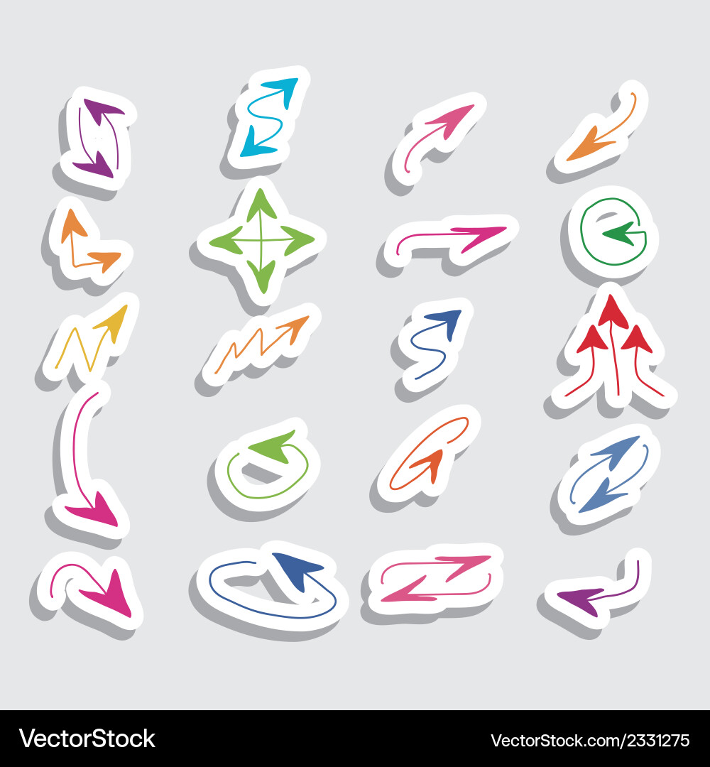 Arrow icons in different shapes and colors Vector Image