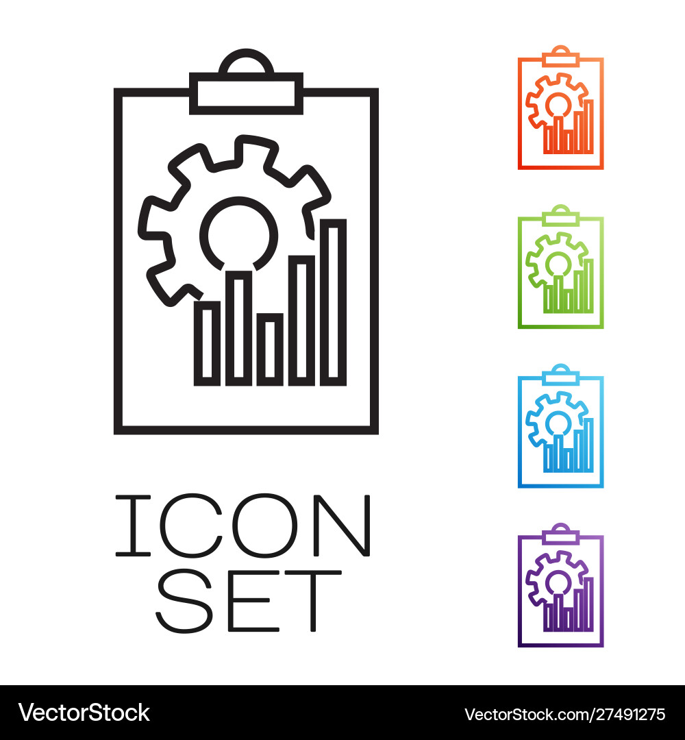 Black line clipboard with graph chart icon Black line clipboard with graph chart icon vector image