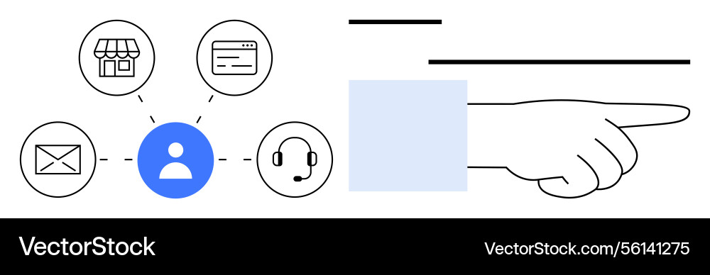 Centralized user in network of communication Centralized user in network of communication vector image