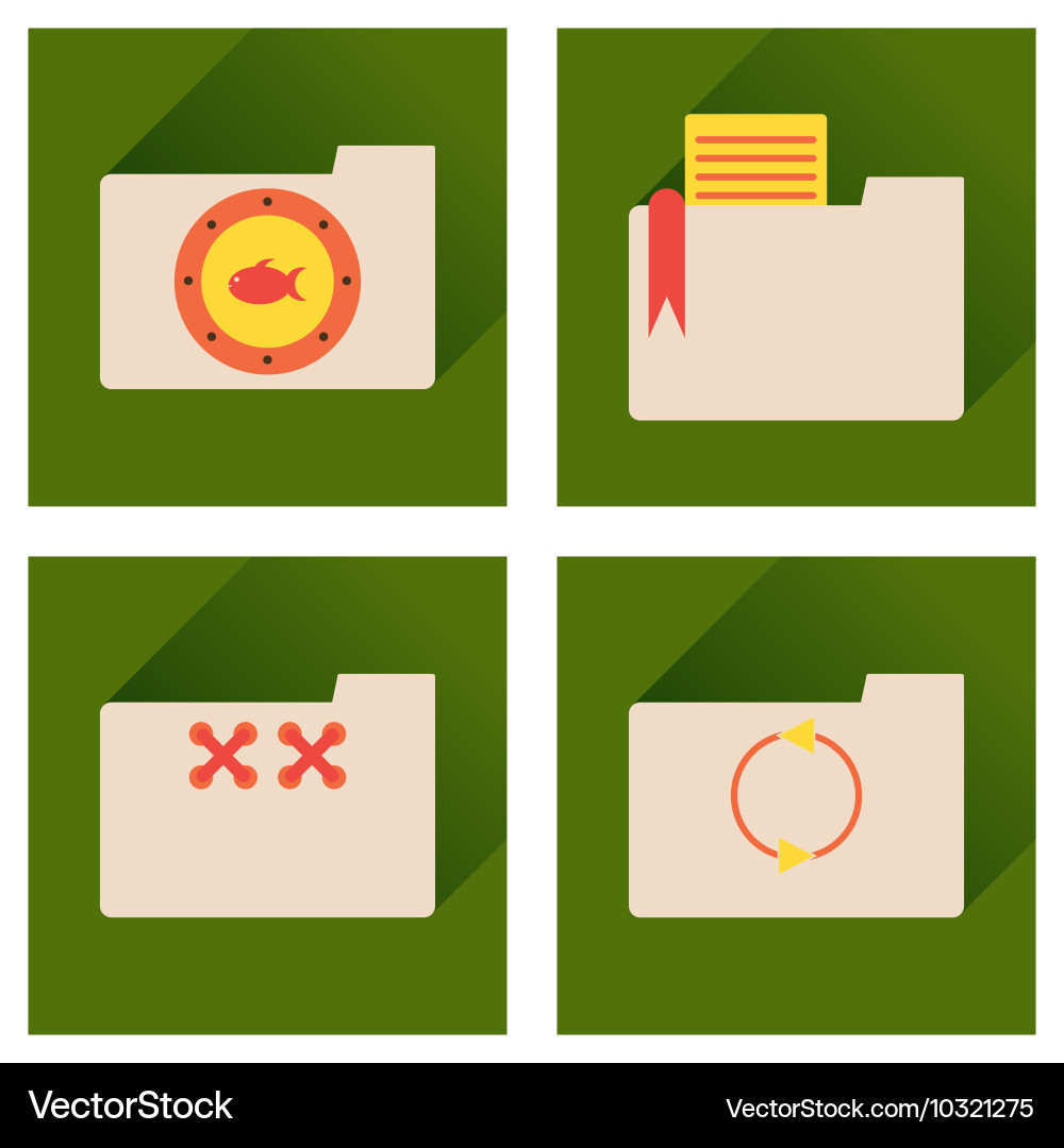 Concept of flat icons with long shadow folder vector image