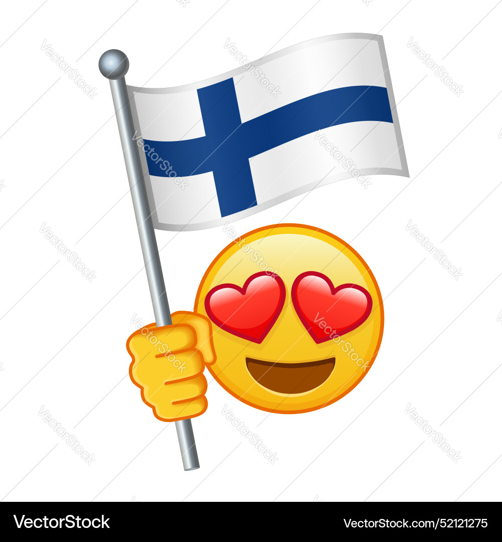Emoji mit Finland Flagge große Größe von gelb Emoji mit Finland Flagge große Größe von gelb vektorbild