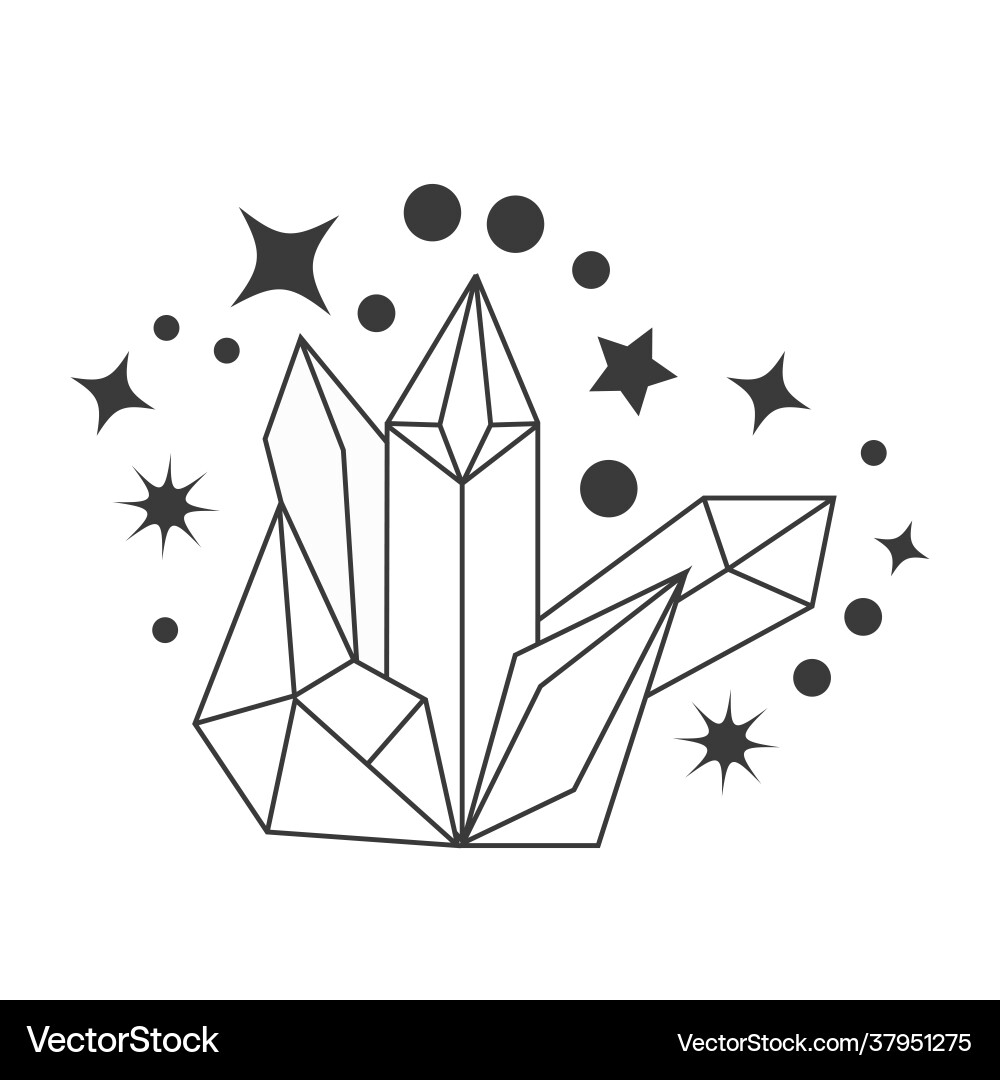 Ethnic set with hands moon crystals quartz floral Vector Image
