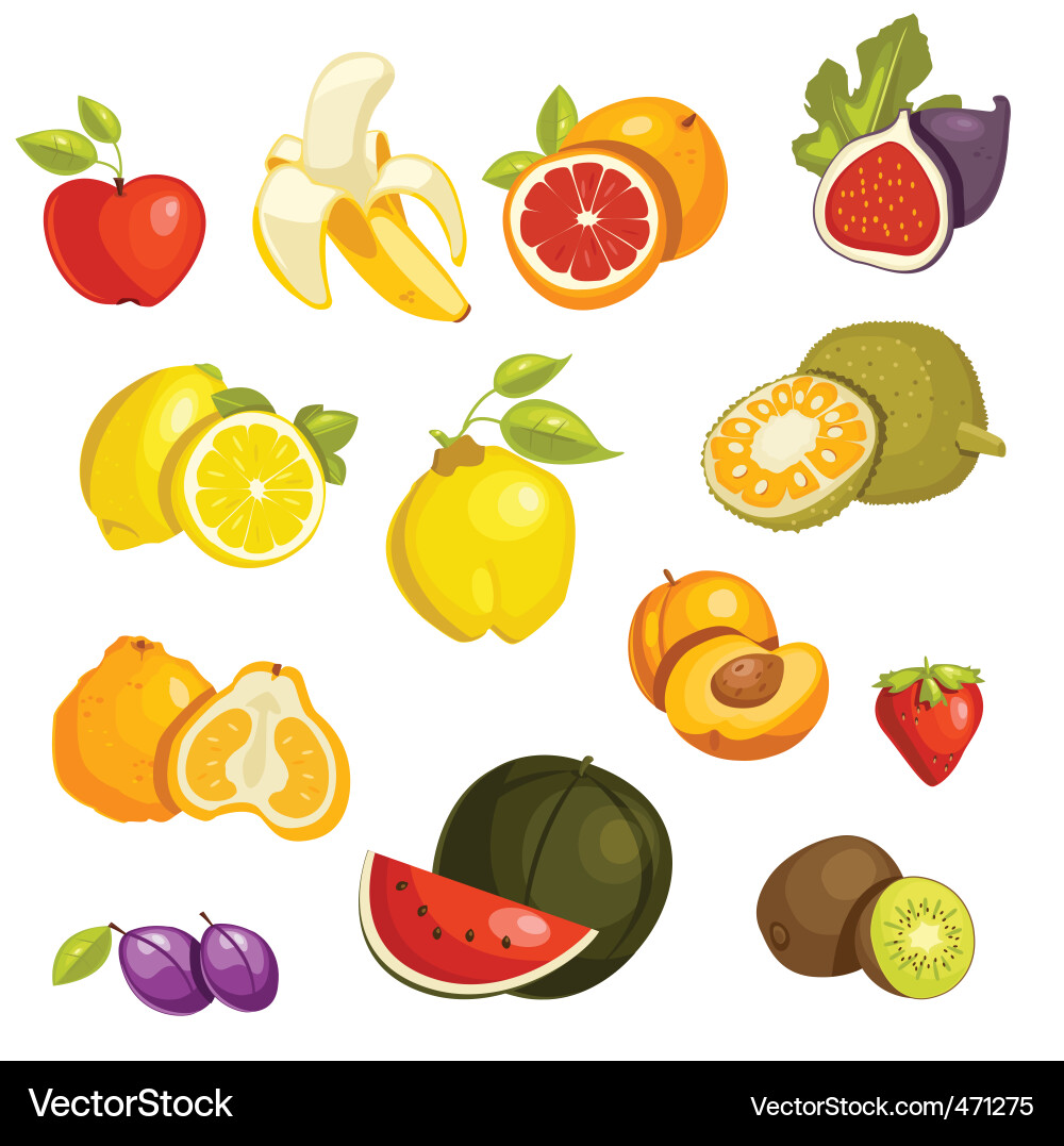 Fresh Fruit Icons Set vector image