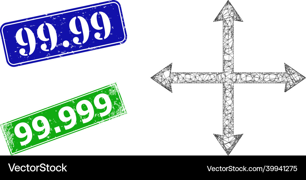 Grunged 9999 imprints and triangular mesh expand Vector Image