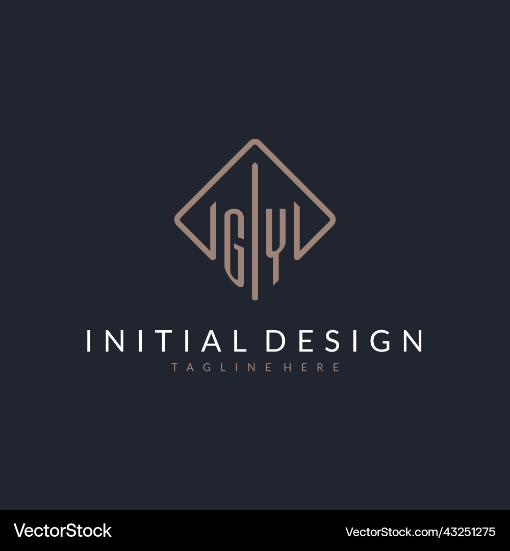 Gy initial logo with curved rectangle style design Vector Image