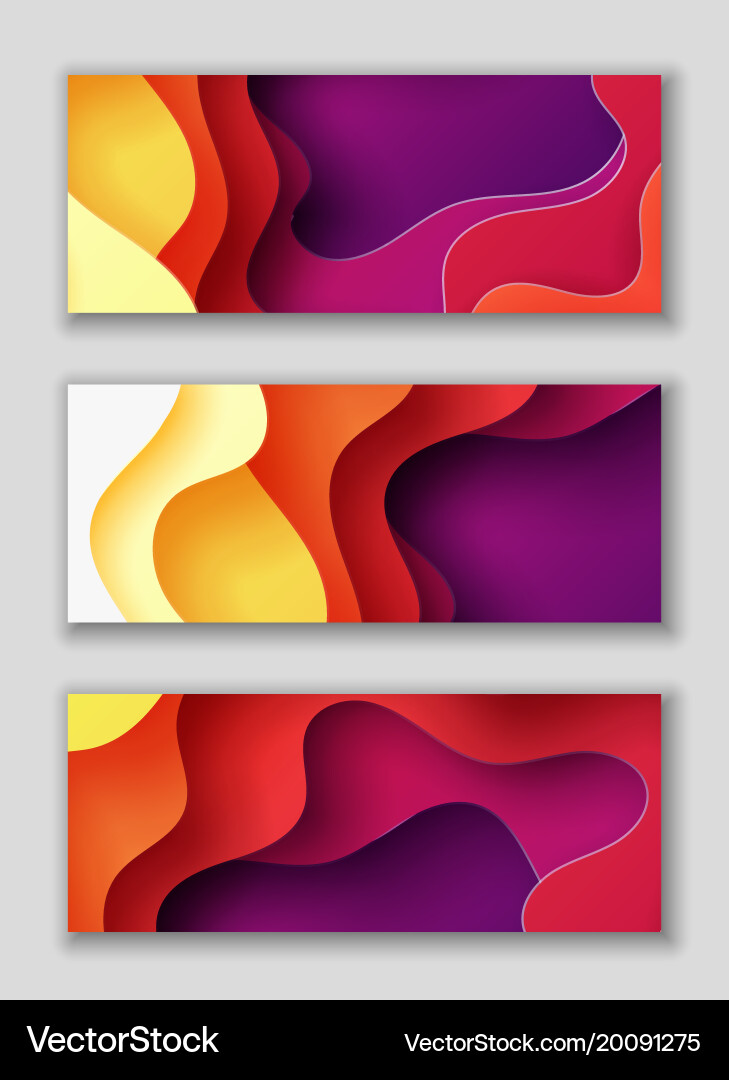 Horizontal rectangle flyers with 3d abstract vector image