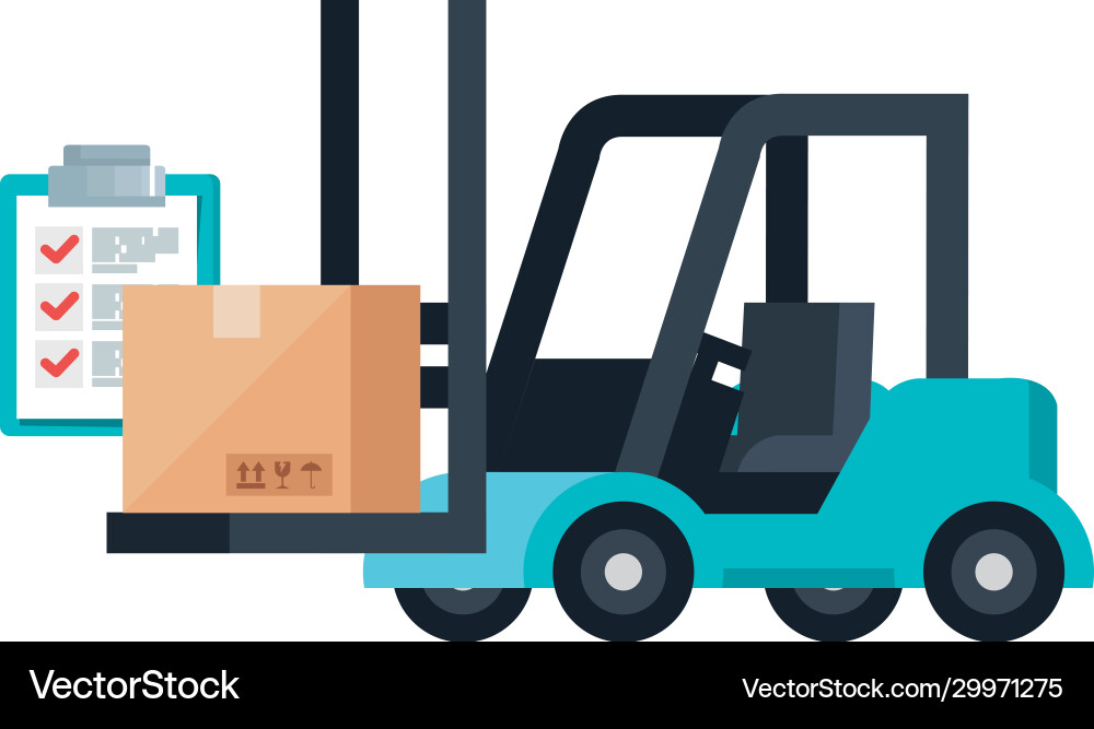 Isolated delivery forklift box and list document Vector Image