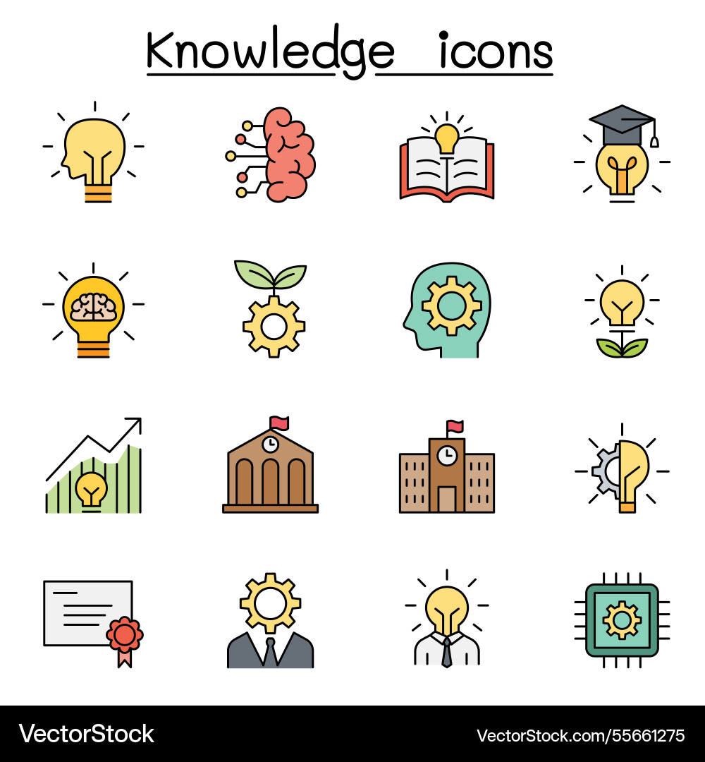 Knowledge set color line style Knowledge set color line style vector image