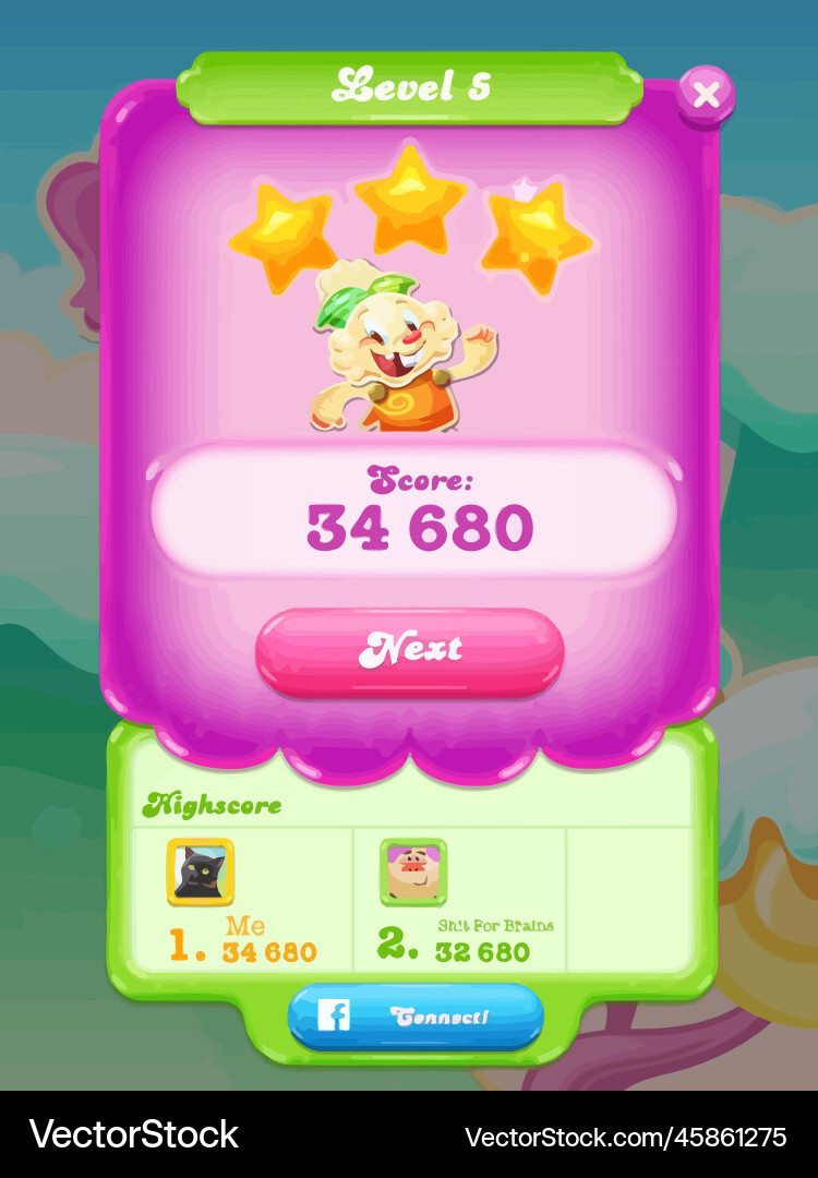 Komplettes Set von Level-Taste Spiel ui Pop-up-Symbol Vektorbild