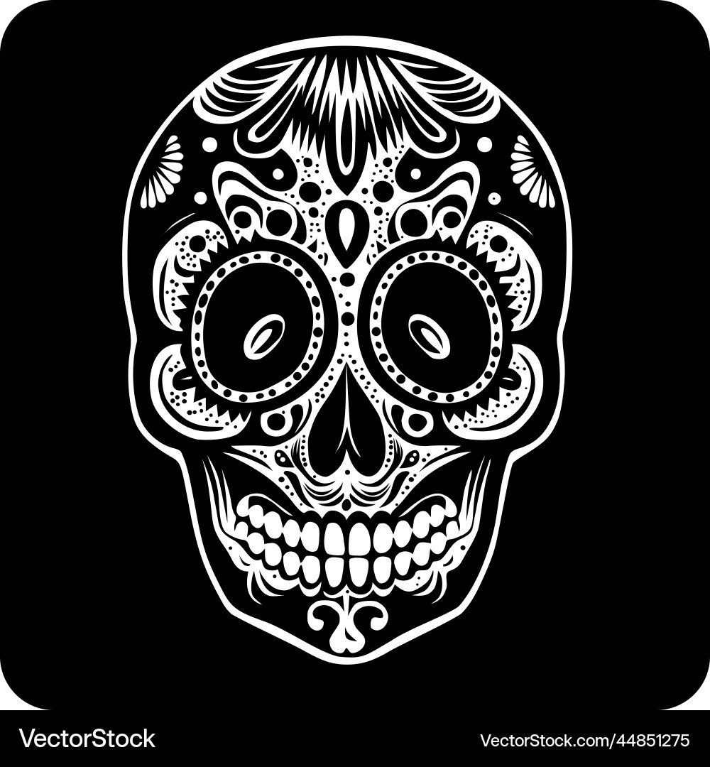 Mexican calavera skull in black and white icon Vector Image