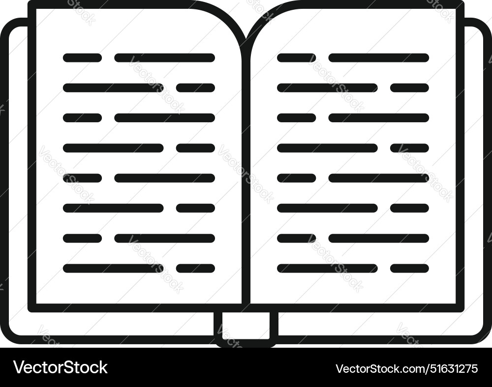 Open book with bookmark showing text lines icon Open book with bookmark showing text lines icon vector image